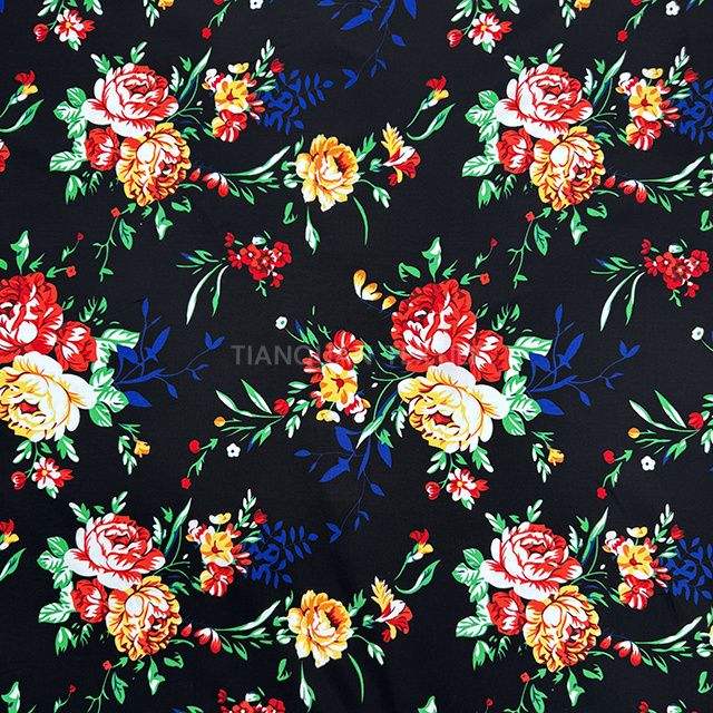 floral 100 kain rayon printed viscose fabrics 30s 45s 60s printed spun rayon viscose fabric for dress women clothing