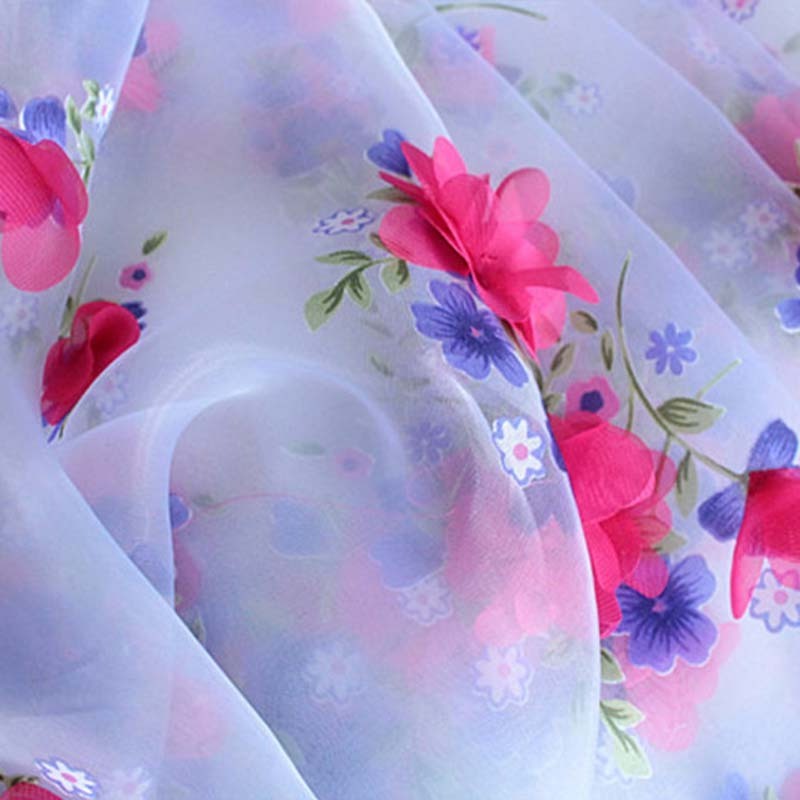 Custom embroidery tissue organza fabric for making dress silk printed lace edged organza fabric