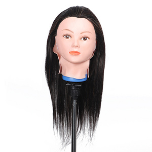 100% Human Hair training head Mannequin American Salon Practice Hairdresser Training Dummy Doll Head