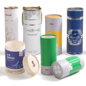 Eco Friendly Food Round Packaging Kraft Paper Cylinder Canister Tube Packaging For Tea