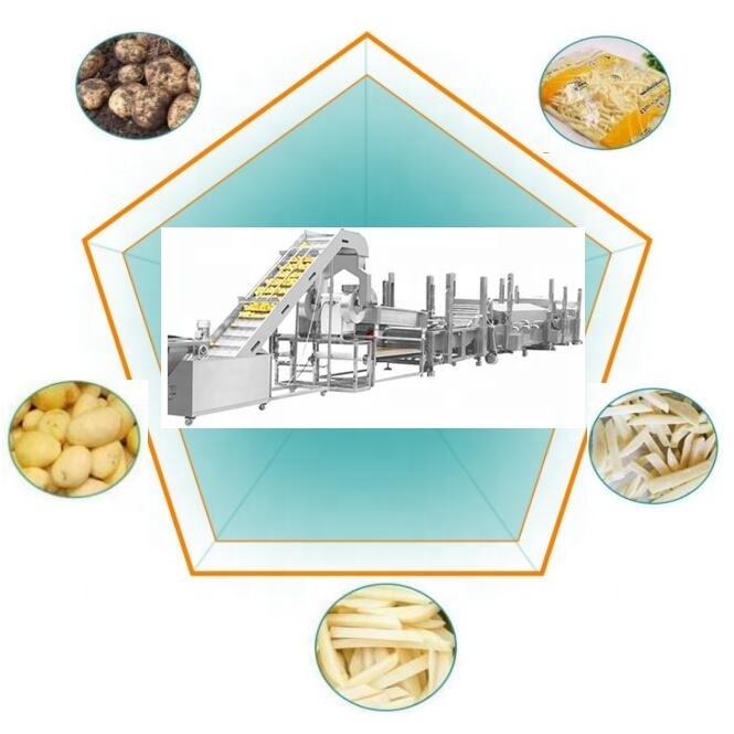 2T /Hr Industrial Semi-fried Long Fried Finger Fries Curly Potato Waffle Sticks Fry Maker Manufacturing Plant Production Line