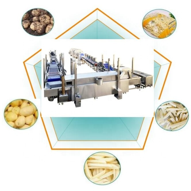 2T /Hr Industrial Semi-fried Long Fried Finger Fries Curly Potato Waffle Sticks Fry Maker Manufacturing Plant Production Line