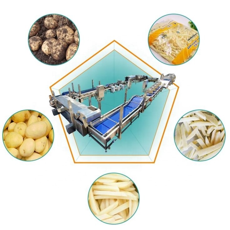 2T /Hr Industrial Semi-fried Long Fried Finger Fries Curly Potato Waffle Sticks Fry Maker Manufacturing Plant Production Line