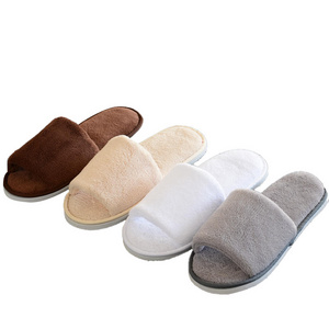 Luxury Open Toe Terry Towel Hotel slippers cheap open toe terry slipper with customized logo