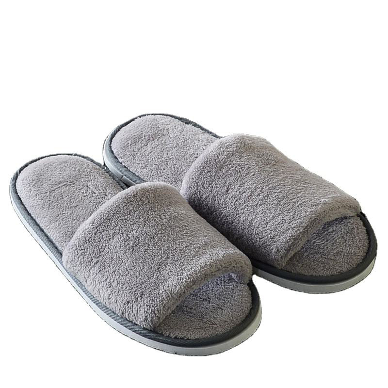 Luxury Open Toe Terry Towel Hotel slippers cheap open toe terry slipper with customized logo