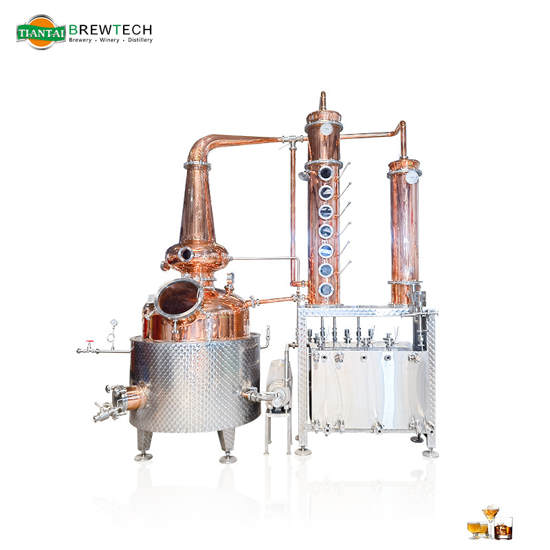 High Quality Moonshine Still Machine Copper Alcohol Distillation Equipment For Sale glass column with copper bubble plate