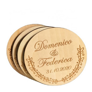 Best selling laser engraving decoration ornament wood handmade crafts wedding tag baby milestone disc