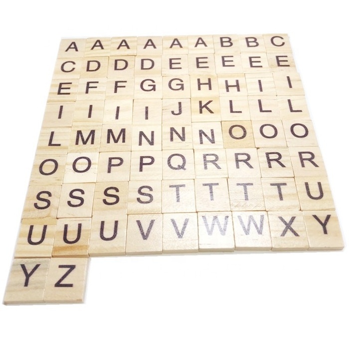 74 tiles/ set custom Wood Scrabble tile letter tiles Wooden puzzle word game letter games custom size and design acceptable