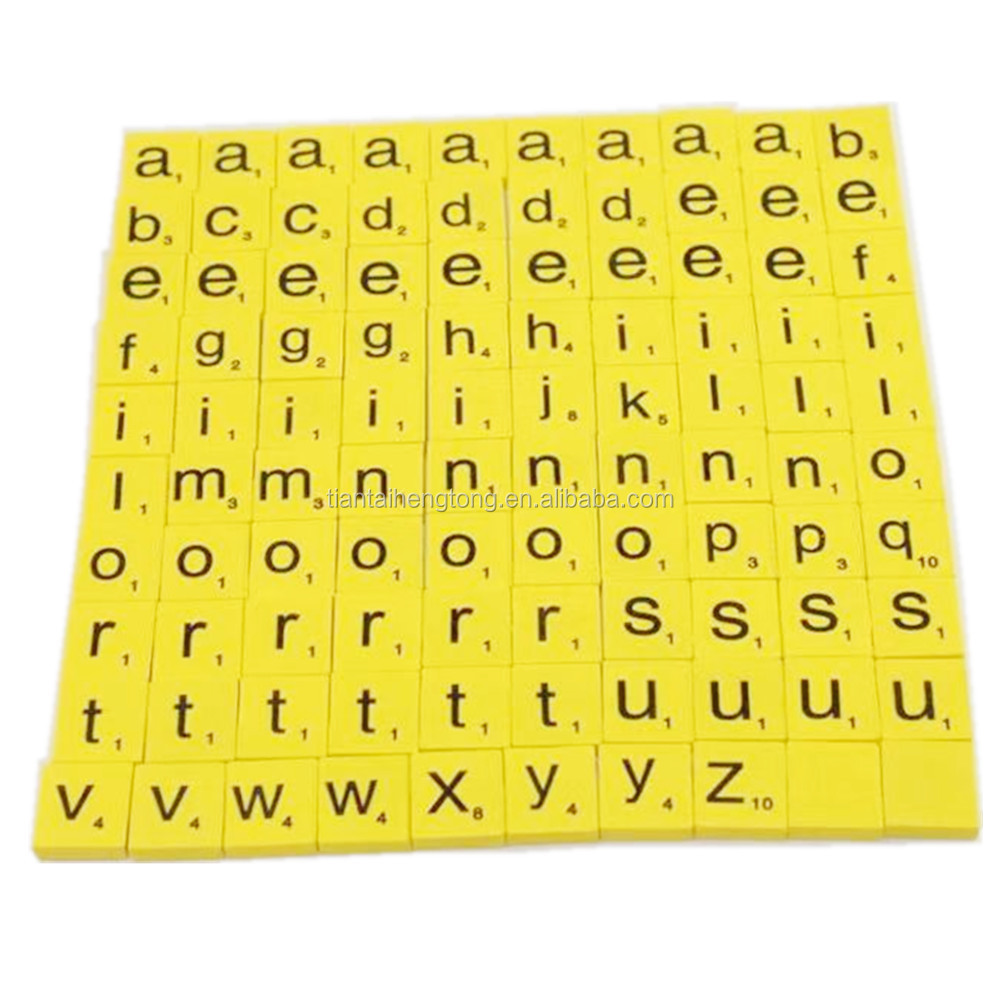 hot sell natural pinewood alphabet wood puzzle  wooden tiles upper case or lower case letter word game