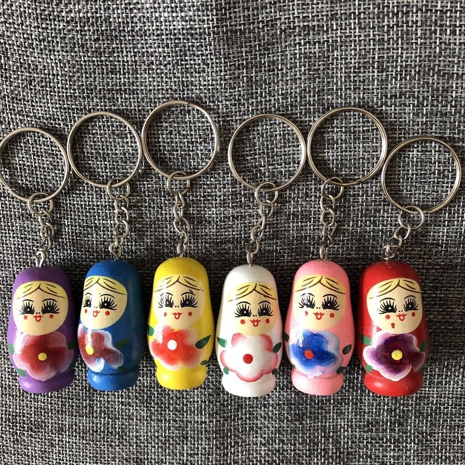 6 colors mini doll keyring russian doll keychain Matryoshka key holder