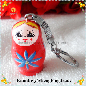 Corful custom wooden matrioska doll keychain, Russian nesting dolls keyring, wholesale wooden keychain