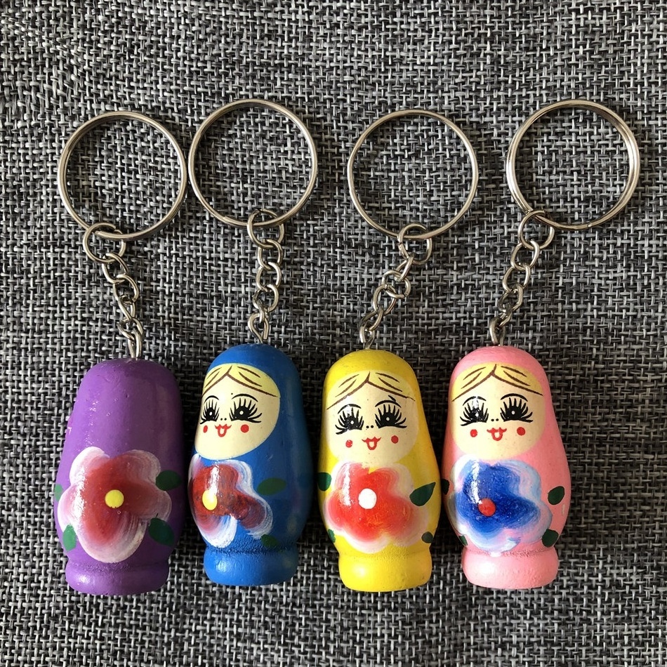 6 colors mini doll keyring russian doll keychain Matryoshka key holder