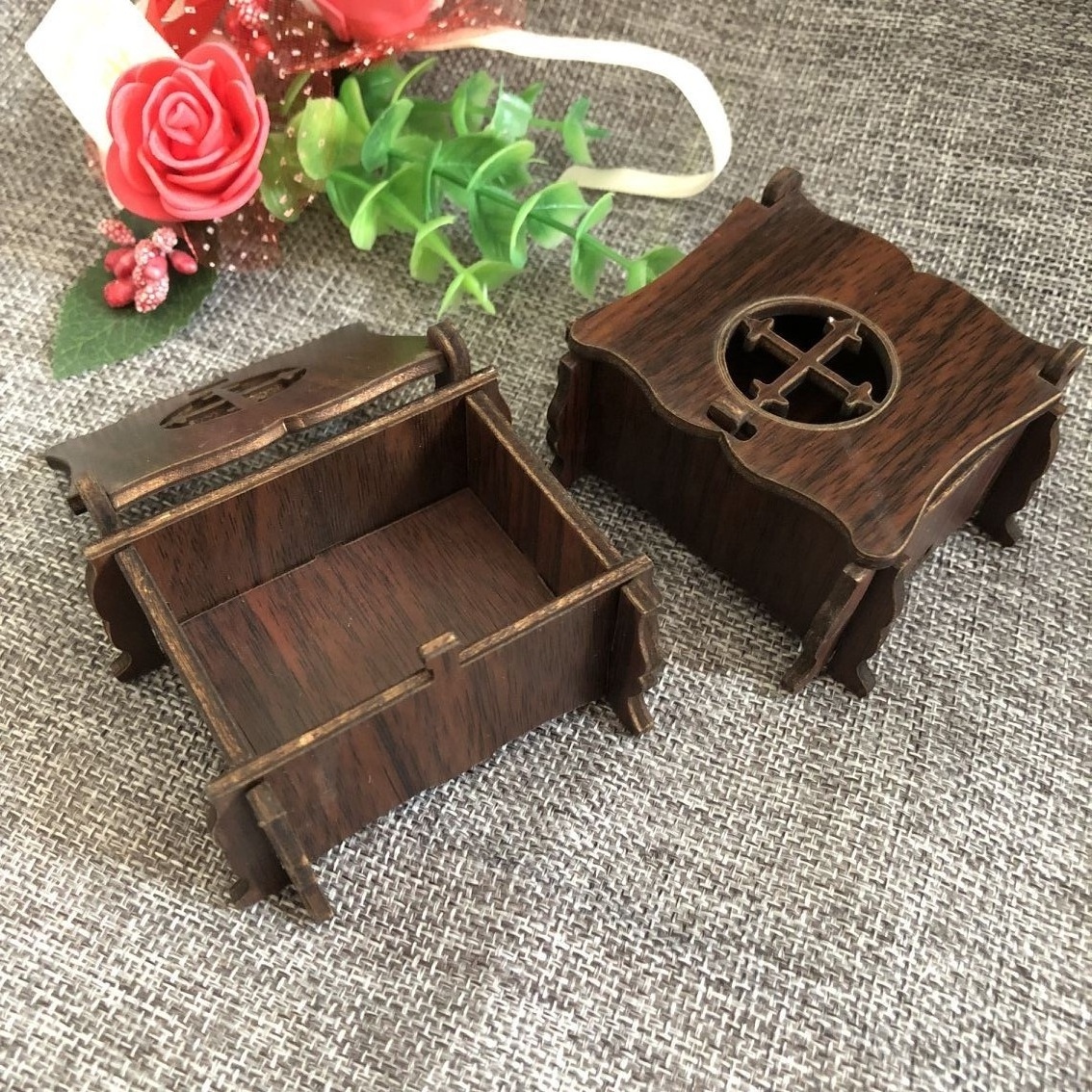 First Communion Gift wood rosary box, wooden boxes with orthodox token for JERUSALEM OLIVE WOOD ROSARY