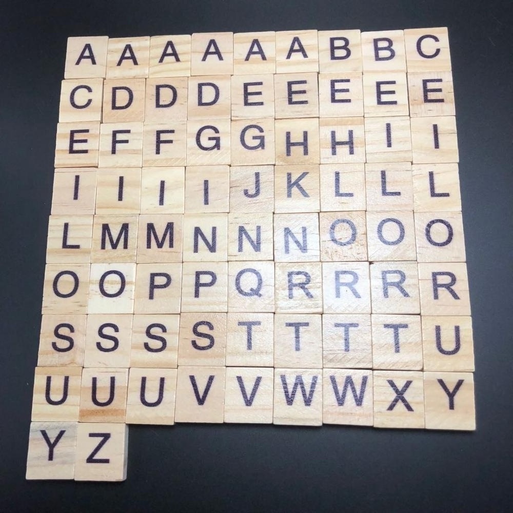 74 tiles/ set custom Wood Scrabble tile letter tiles Wooden puzzle word game letter games custom size and design acceptable