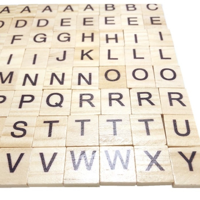 74 tiles/ set custom Wood Scrabble tile letter tiles Wooden puzzle word game letter games custom size and design acceptable