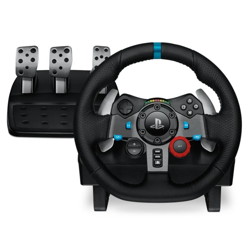 Original Logitechs G920 Driving Force Racing Wheel and Floor Pedals, Real Force Feedback, Stainless Steel Paddle