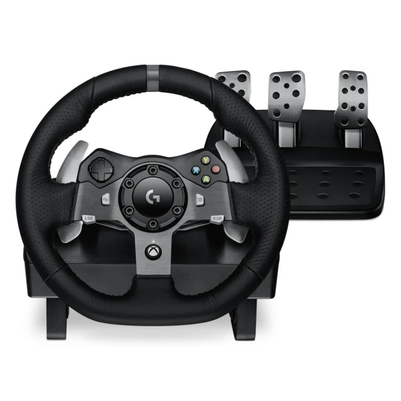 Original Logitechs G920 Driving Force Racing Wheel and Floor Pedals, Real Force Feedback, Stainless Steel Paddle