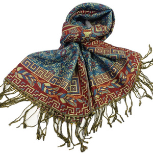 Hot sale Mexico jacquard Muslim metallic Pashmina scarf Jacquard Women's Winter Wear Shawl