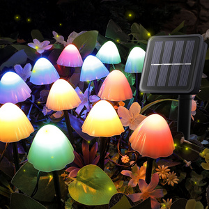 Solar powered outdoor waterproof light string garden courtyard grass mushroom shape landscape lights