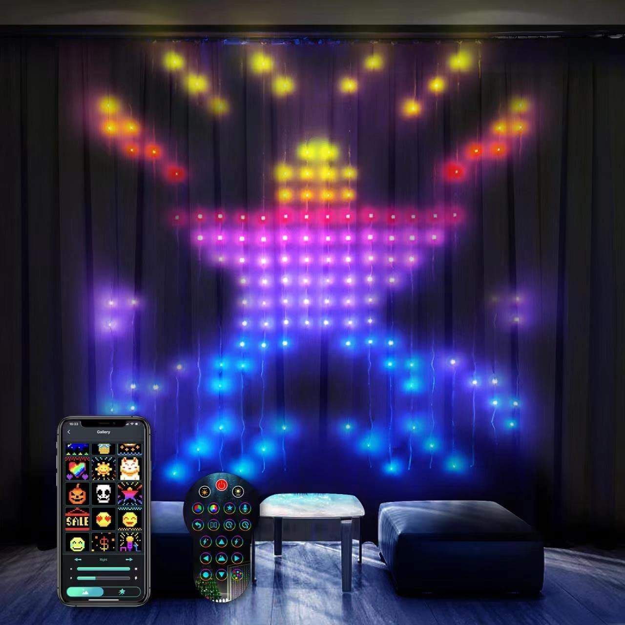 Programmable APP remote control smart Christmas decoration Fairy curtain light pixel DIY party RGB fairy light