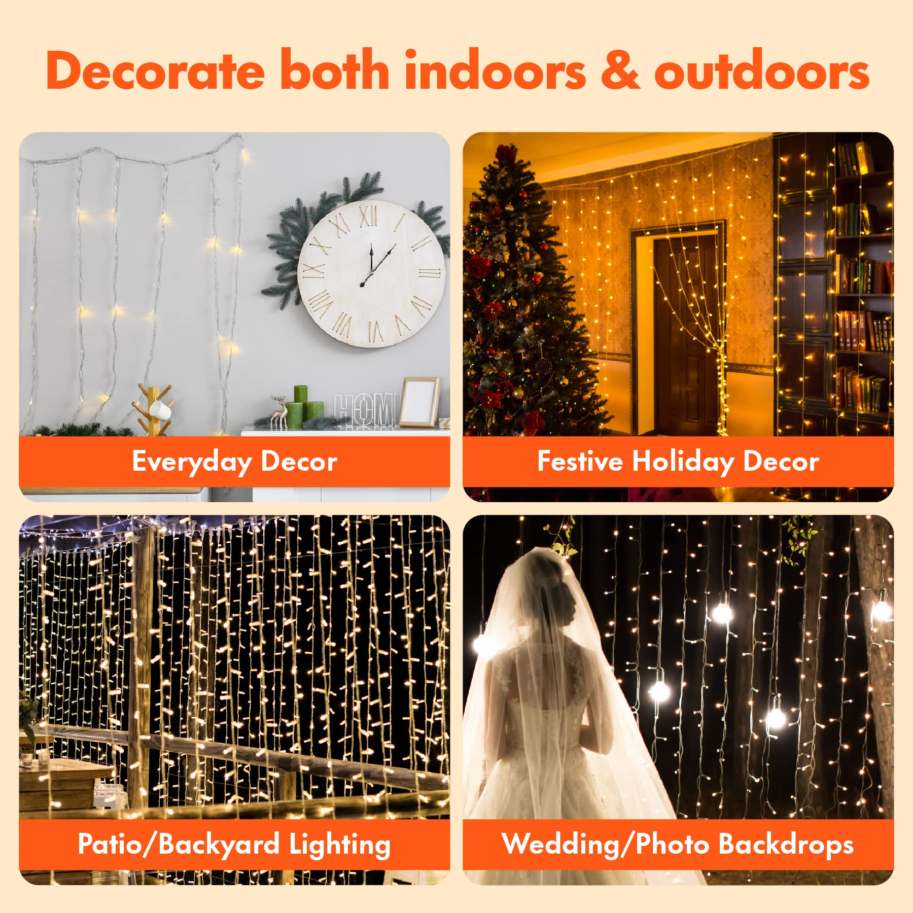 LED Christmas Holiday Bedroom Party Wedding wall Decoration lighting Fairy garland curtains fairy String lights