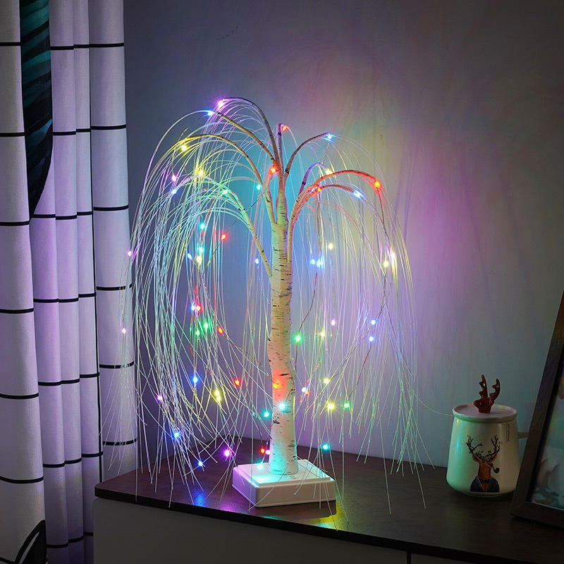 LED Willow Night Light Colorful Tree Battery powered Remote Table Lamp For Home Bedroom Wedding Christmas Indoor Decor Light