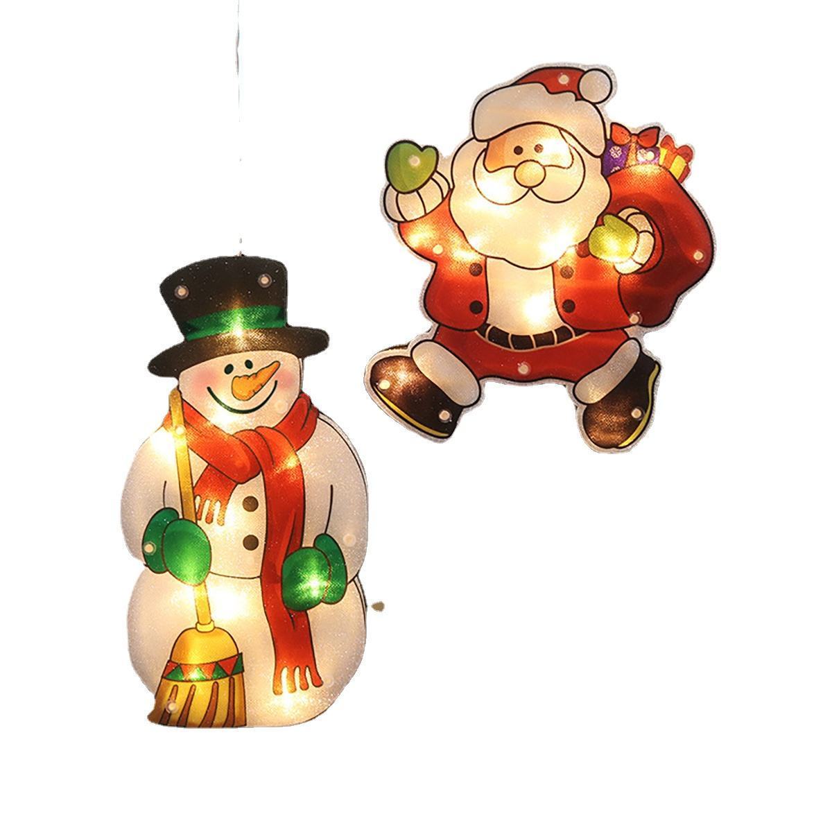 Christmas window wall pendant lights battery powered suction cups hanging Santa elk decorative lights