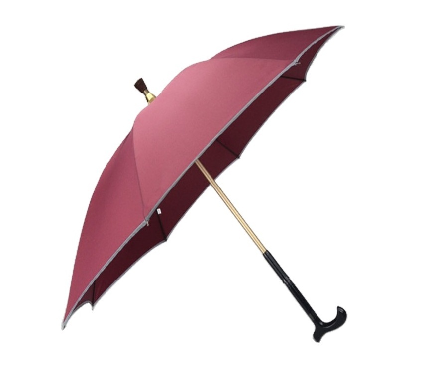 Custom adjustable long handle non-slip umbrella elderly walking stick umbrella