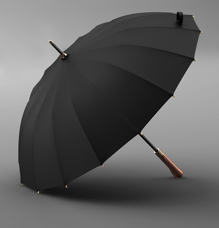 Custom Umbrella With Logo Automatic switch with wooden handle straight head