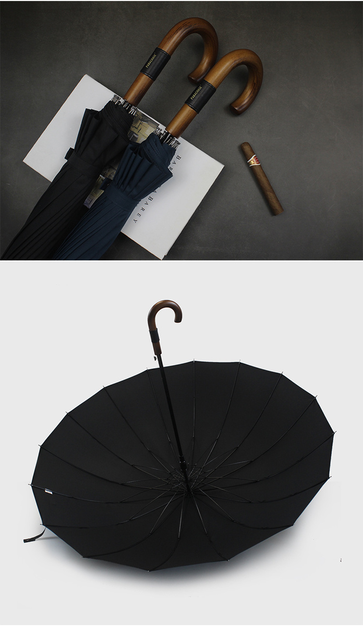 Windproof Eco Friendly Automatic 16 Bone foreskin curved hook umbrella