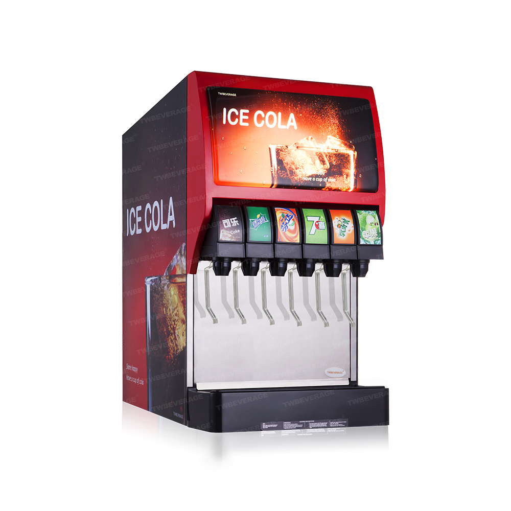 6 Head Ice Cold Desktop Commercial Soda WaterJuice Fountain Post Mix Beverage Dispenser Machine For Cola