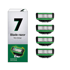 SEVEN Blade Replacement Cartridges, System Razor for Men's Shaving 4 Count