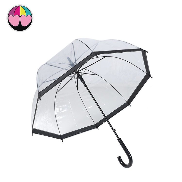 Hot sale EVA transparent clear umbrella with black edge wedding umbrella