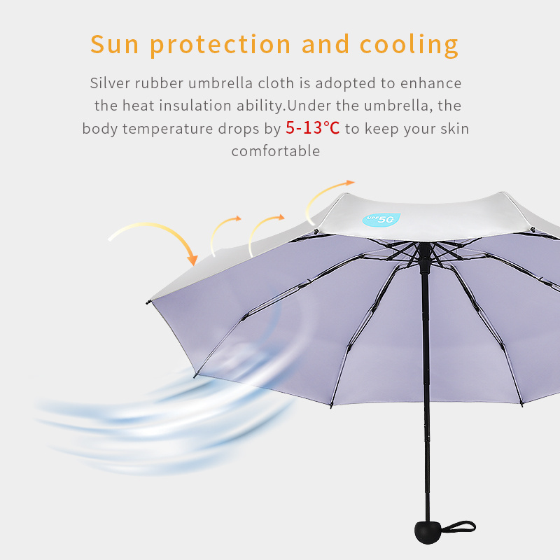 Hot Selling Item Foldable Strong Windproof Travel Umbrella titanium silver coating UV-protection cooling Umbrella