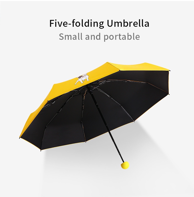 janpenses advertising umbrella Small custom printed waterproof capsule 5 folding umbrella with dogs & cats pattern for gift