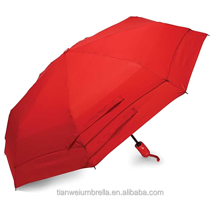 Promotion  red storm umbrella Fully Automatic Windproof Double Canopy Vented Travel Umbrella with  special Coating