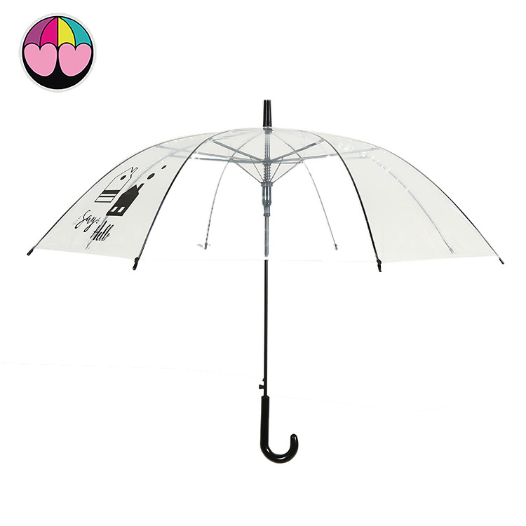 Custom Fashion Design Wholesale Cheapest Umbrella Automatic Umbrella for Kids Plastic Clear POE Straight Umbrella Semi-automatic