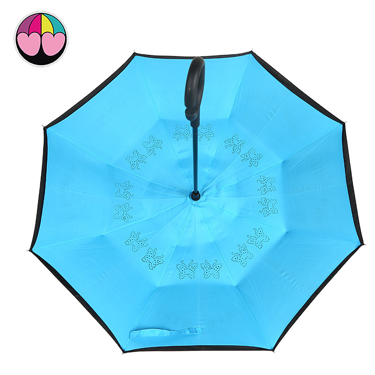 luxury car umbrella Reverse Double Layer Inverted With C Handle Upside Down Umbrella reverse umbrella