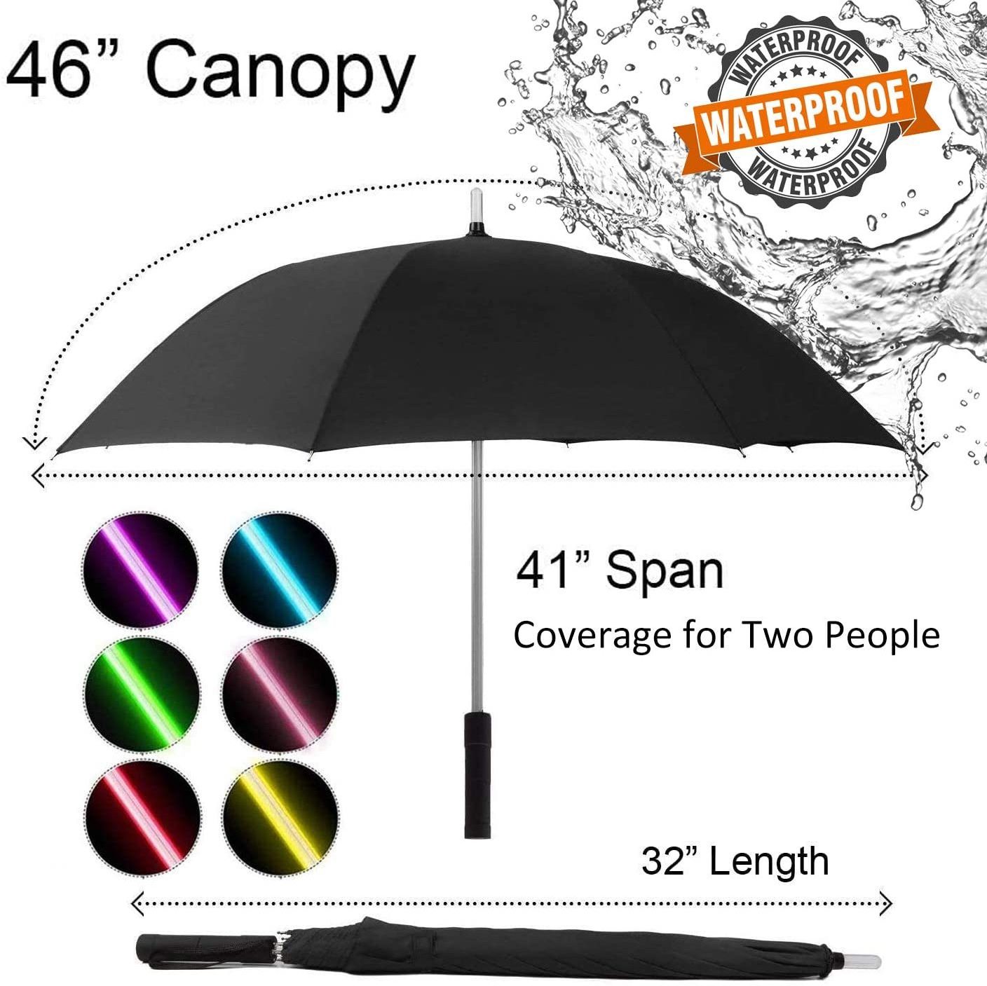 luxury umbrella with logo LED Light up Flashing  LED Umbrellas with 7 Color Changing Shaft light top quality straight