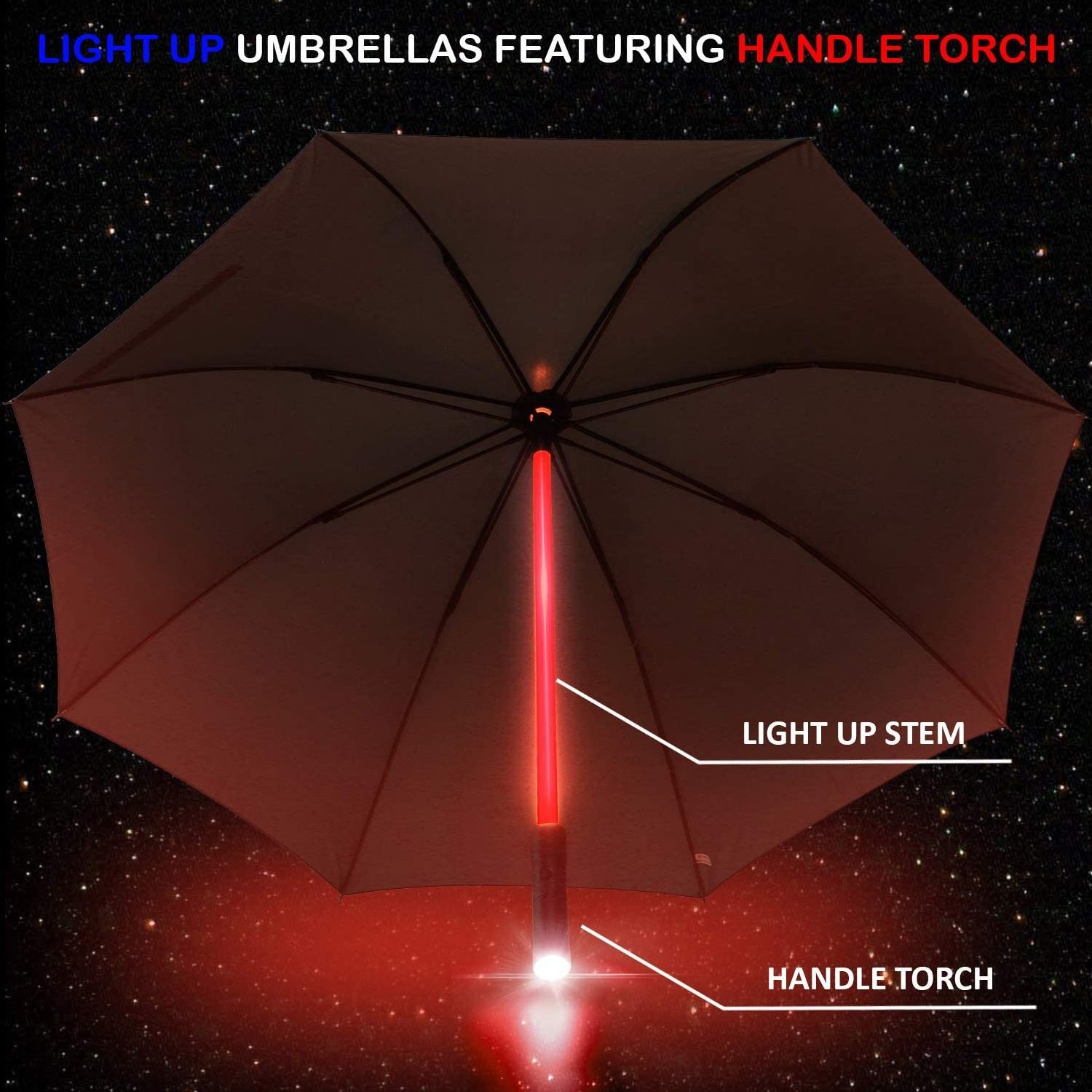 luxury umbrella with logo LED Light up Flashing  LED Umbrellas with 7 Color Changing Shaft light top quality straight