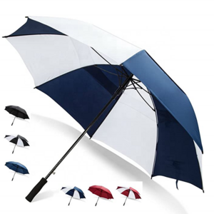 colorful double layers hole super windproof strong waterproof straight golf umbrella with logo printing