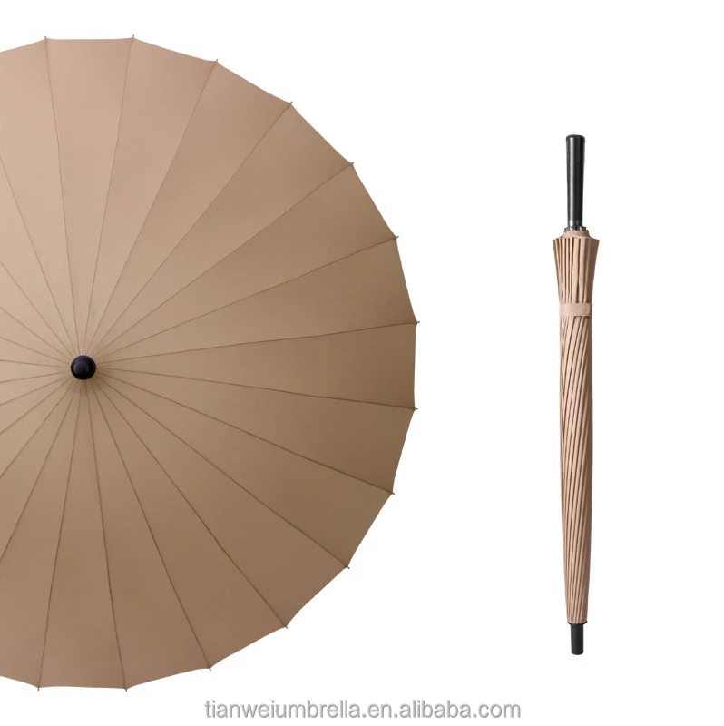 katana umbrella Factory Parasols Dark Color Umbrellas for Sale Customized Manual 25 Inches*24 Ribs Pu Leather for Adults