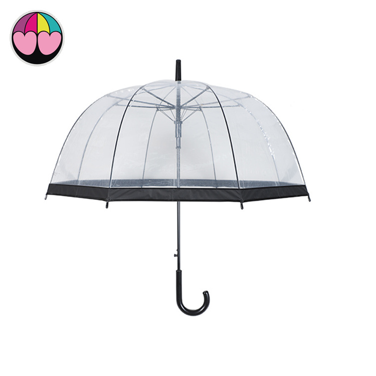 Hot sale EVA transparent clear umbrella with black edge wedding umbrella