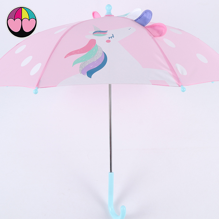 Child Promotional cute cartoon Print  Animal Shape Ear Kid Child colorful small Rain Umbrella With ear child