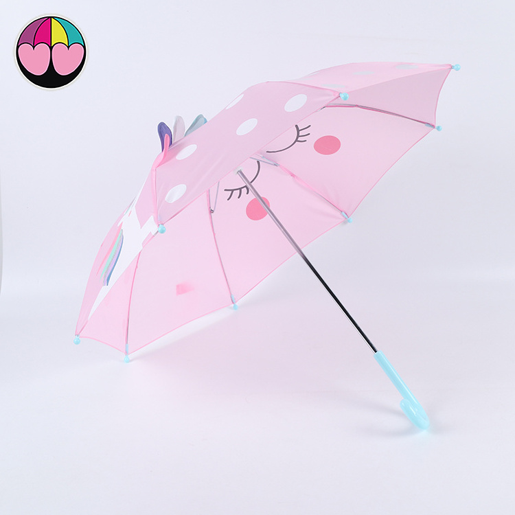 Child Promotional cute cartoon Print  Animal Shape Ear Kid Child colorful small Rain Umbrella With ear child