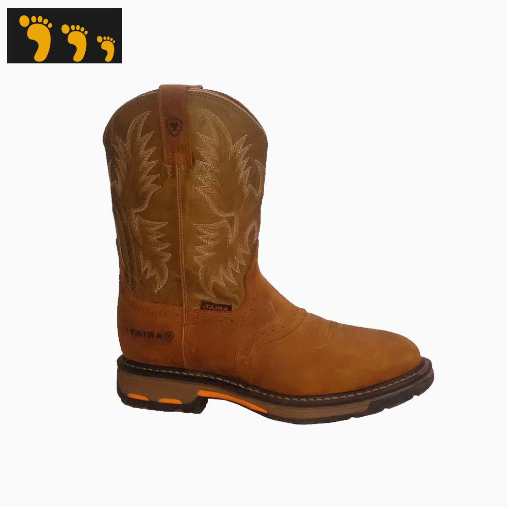 Hot Selling Industrial Breathable Men Work Boot Cowboy western Steel Toe Lightweight Safety Shoes