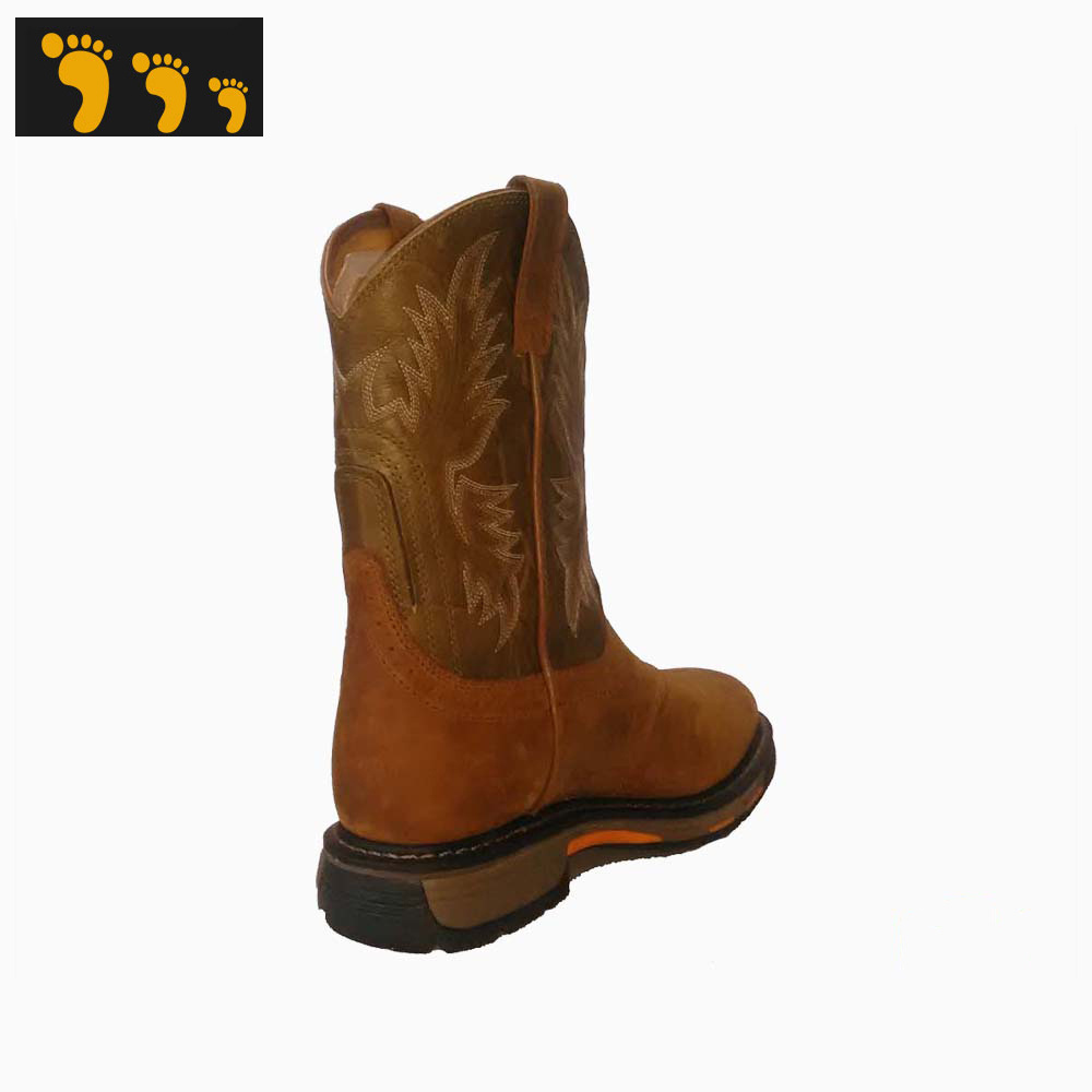 Hot Selling Industrial Breathable Men Work Boot Cowboy western Steel Toe Lightweight Safety Shoes