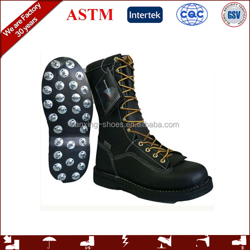 OEM Waterproof Industrial  Welding Construction Engineering Boots Safety Shoes  Spiked Logger boots