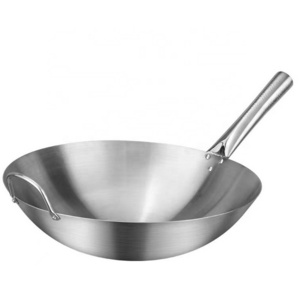 Manufacturer Direct Sale Commercial 30-43cm Stainless Steel Cookware Long Handle Restaurant Large Frying Pan Wok