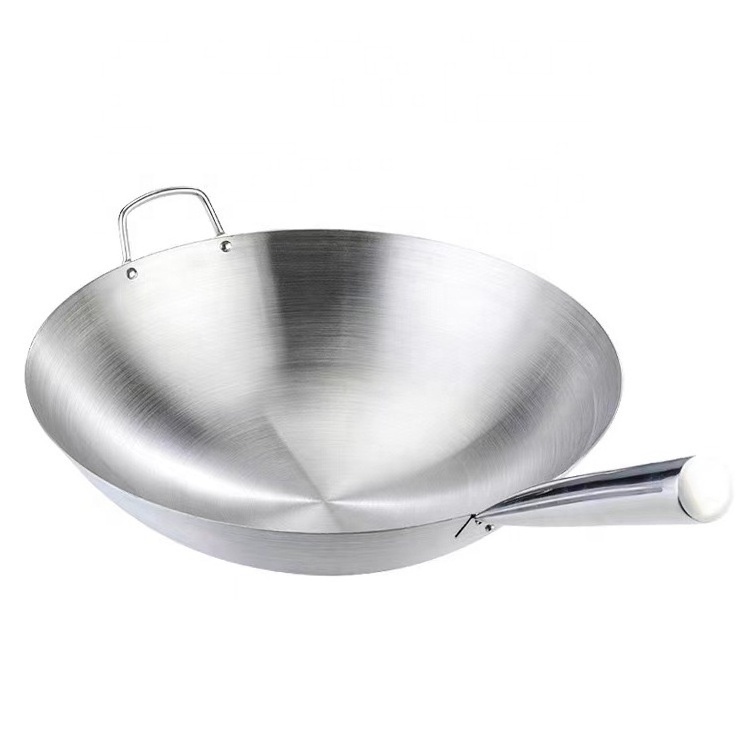 Manufacturer Direct Sale Commercial 30-43cm Stainless Steel Cookware Long Handle Restaurant Large Frying Pan Wok